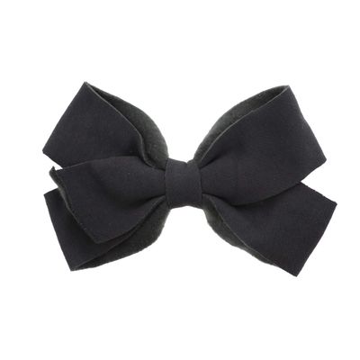 Dark Grey Sweatshirt Fleece Hair Bow Hair Clip for Girls and Toddlers - Large