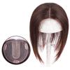 Real Human Hair Clip in Topper for Women Forehead Hairpieces for Top of Head with Natural Middle Parting, 12.6" Dark Brown view 2
