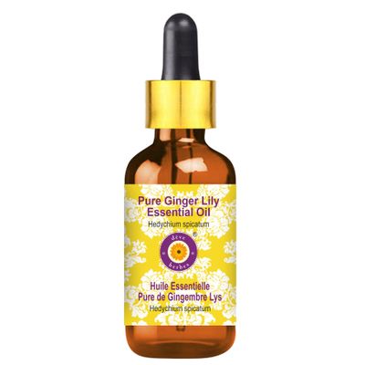 dve herbes Ginger Lily Essential Oil (Hedychium spicatum) with Glass Dropper | Pure | Non-Sticky | Non-Greasy | Lightweight | Men & Women | All Skin Types | Steam Distilled 30ml (1 oz)