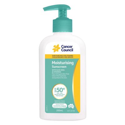 CANCER COUNCIL SPF50+ Moisturising Sunscreen Pump 200mL