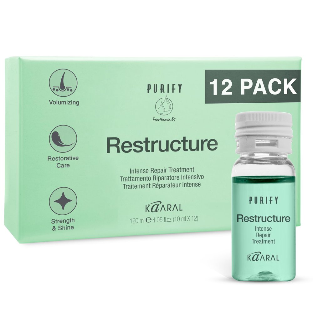 Kaaral Purify Restructure Intense Repair Treatment - Deep Conditioning Hair Repair for Damaged Hair - Strengthening and Hydrating Formula with Keratin, Silk Proteins & Provitamin B5-12 x 10ml