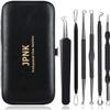 JPNK Blackhead Remover Tool Comedones Extractor Acne Removal Kit for Blemish, Whitehead Popping, 6 Pcs Zit Removing for Nose Face Tools with a Leather Bag (Black) view 1