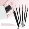 JPNK Blackhead Remover Tool Comedones Extractor Acne Removal Kit for Blemish, Whitehead Popping, 6 Pcs Zit Removing for Nose Face Tools with a Leather Bag (Black) view 2