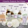 Aqua Elegante Spa Gift Basket - Luxury Bath Set with Body Wash, Bubble Bath, Lotion, Salts, Scrub, Spray, Shower Puff, Towel, Gifts for Women, Mom, Wife, Her - Lavender & Tea Tree Oil view 2