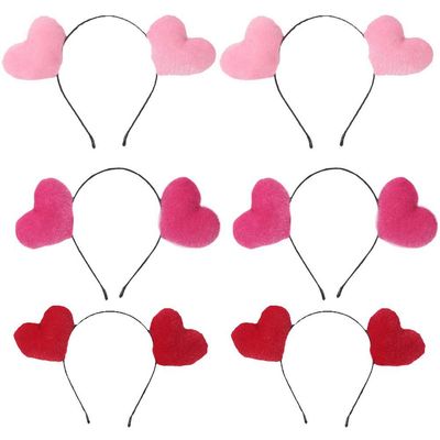Lurrose 6pcs Heart Head Headbands Valentine's Day Head Boppers Hair Bands Love Heart Headwear for Wedding Holiday Costume Party