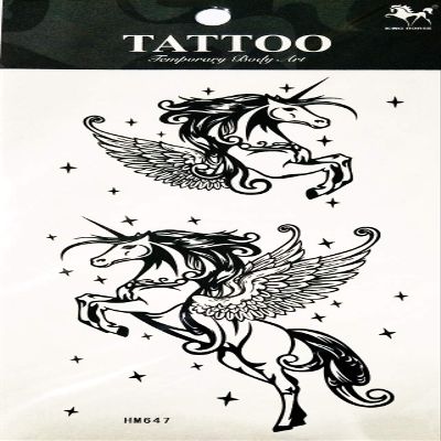 NipitShop 1 Sheet Horse Unicorn Wing Flying Star Cartoon Temporary Tattoos Halloween Tattoo Party Pack for Women&Girls&Men