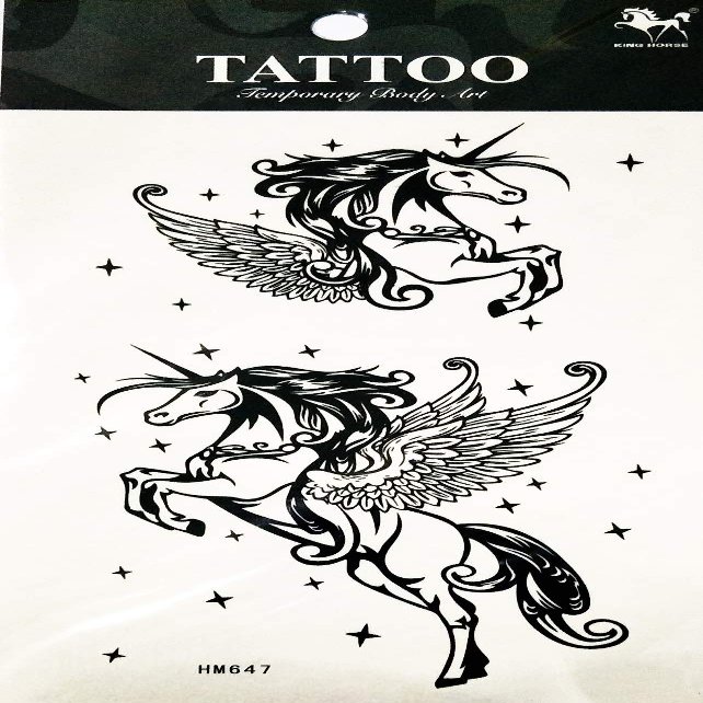 NipitShop 1 Sheet Horse Unicorn Wing Flying Star Cartoon Temporary Tattoos Halloween Tattoo Party Pack for Women&Girls&Men