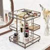 Vintage Glow Antique 360 Degree Rotating Makeup Organizer,4-Tier Spinning Perfume Tray,Countertop Cosmetic Storage ,Glass Beauty Display,Retro Large Capacity Vanity Organizer for Brushes Skincare view 1
