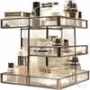 Vintage Glow Antique 360 Degree Rotating Makeup Organizer,4-Tier Spinning Perfume Tray,Countertop Cosmetic Storage ,Glass Beauty Display,Retro Large Capacity Vanity Organizer for Brushes Skincare view 2