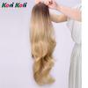 Kori Koli 24" Long Wavy Clip in Half Head Tied Wig Blonde Premium Japanese Synthetic fibers Hair Extensions For Women 210g 7-2-3# view 2