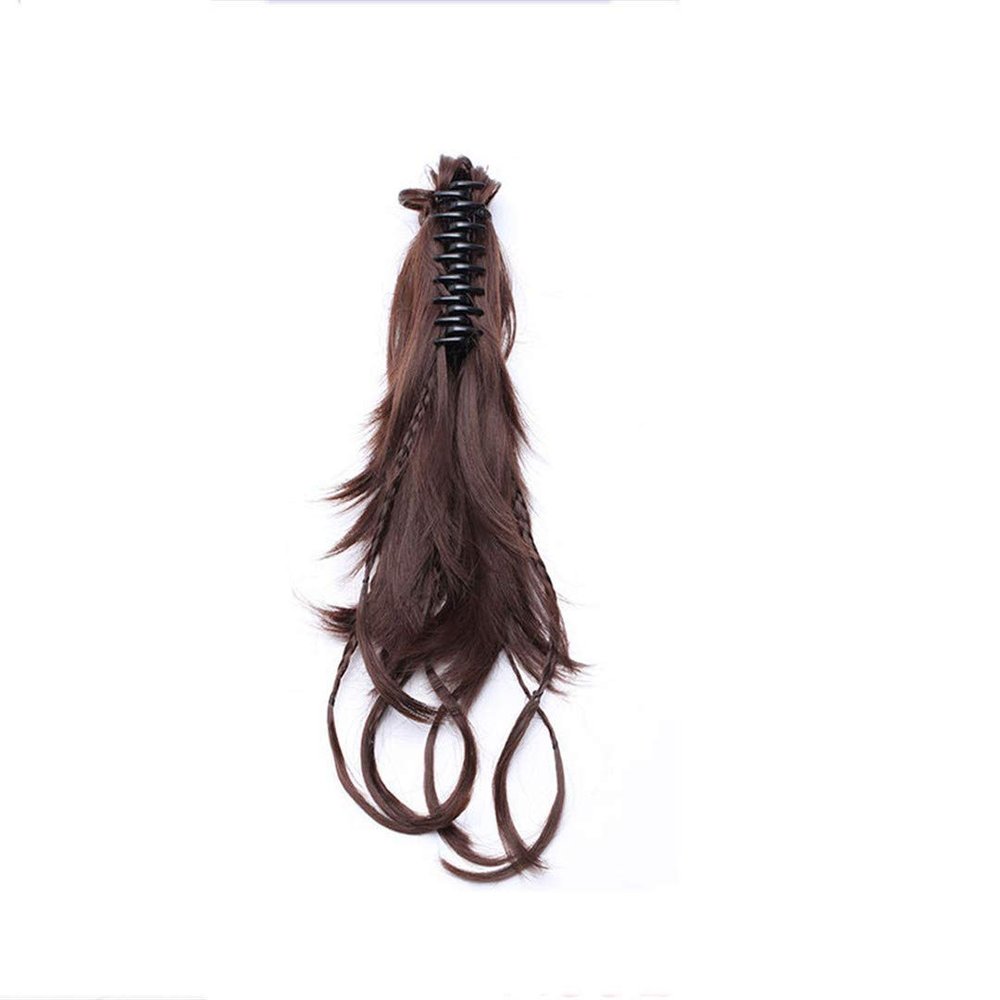12 inch Synthetic DIY Hair Black Blonde Brown Braids Claw On Ponytail Clip In On Hair s Hair Ponytail Hair Pieces medium brown 12 Inches