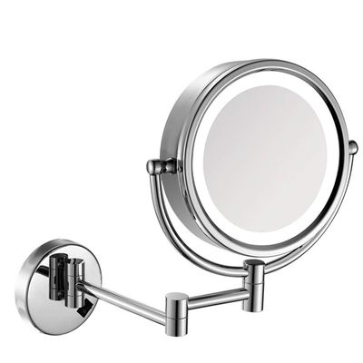 8 inches LED Lights Vanity Cosmetic Magnifying Makeup Mirrors Wall Bathroom Magnification Shaving Mirror with Electrical Plug Chrome,10X