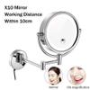 8 inches LED Lights Vanity Cosmetic Magnifying Makeup Mirrors Wall Bathroom Magnification Shaving Mirror with Electrical Plug Chrome,10X view 2