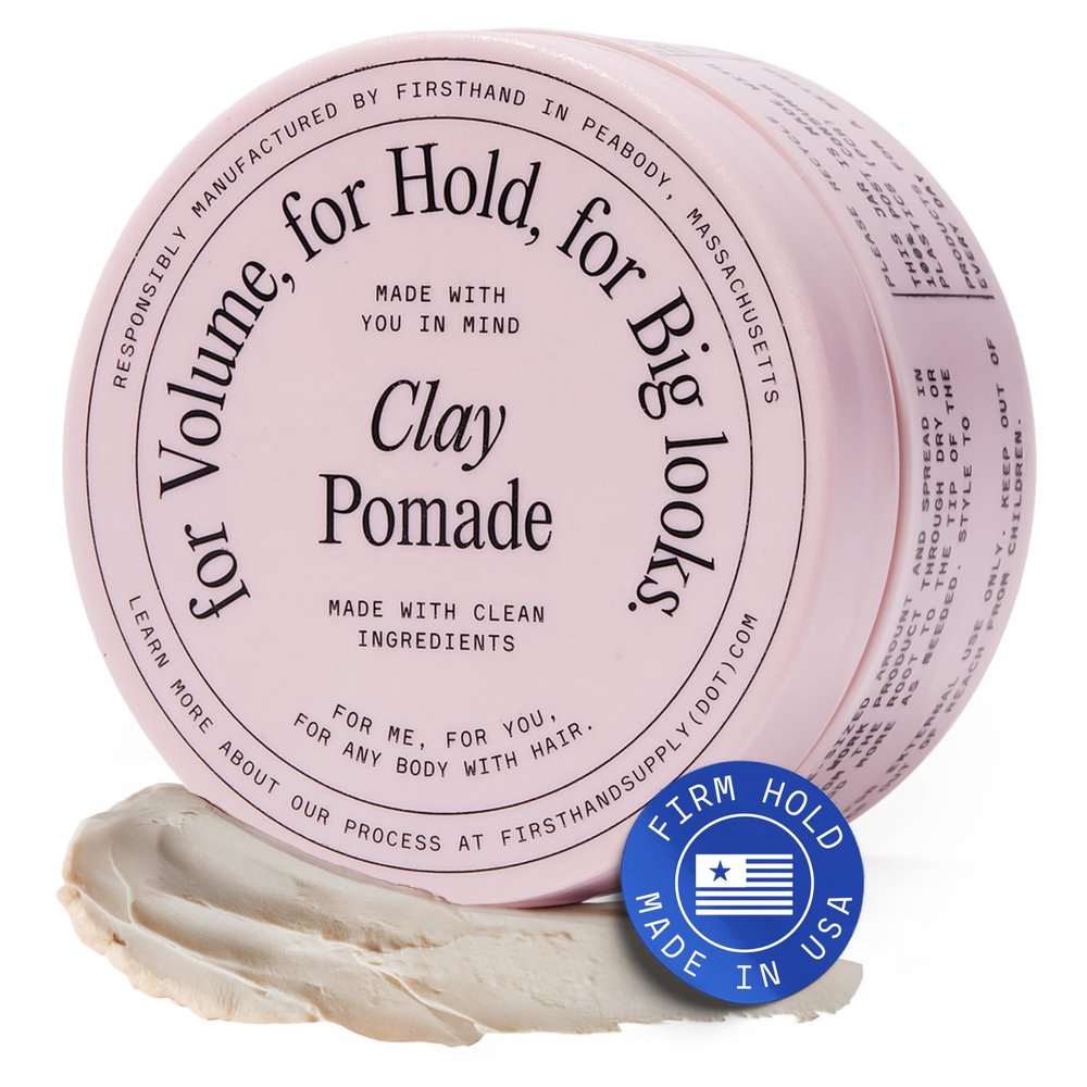 Firsthand Supply Hair Clay Pomade for Men & Women  Matte Clay Finish & Extra Strong Hold  Non-Greasy, Water-Based Organic Pomade  Easy to Restyle  Ideal for Short to Medium Hair Length  3oz