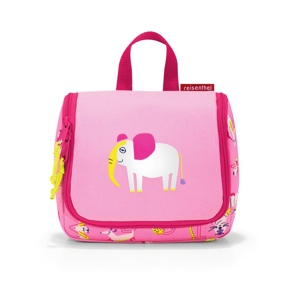 reisenthel Toiletbag S Kids, Small Hanging Travel Toiletry Organizer, ABC Friends Pink