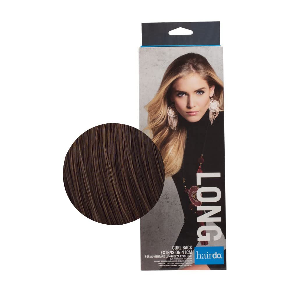 16" Curl Back Extension 1 Piece Color R6 DARK CHOCOLATE - Hairdo Hairpieces 5 Snap Pins Heat Friendly Curly Synthetic Wavy Flat Iron Blow Dry Salon Layers