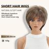 SEVENCOLORS Short Hair Wigs with Bangs Dark Brown Mixed Blonde Pixie Cut Wig for Women Straight Synthetic Fiber Wigs view 2