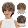 SEVENCOLORS Short Hair Wigs with Bangs Dark Brown Mixed Blonde Pixie Cut Wig for Women Straight Synthetic Fiber Wigs view 3