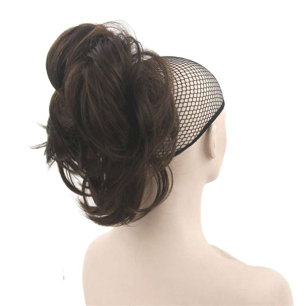 10 Colors Wavy Hair Pieces Claw Ponytail Synthetic Hair Blonde Gray Little Ponytail Clip In Hair 1B/30HL 12 Inches