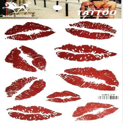 NipitShop 1 Sheet 3D Colorful Red Lips kiss Body Art Temporary Tattoos Waterproof Sticker