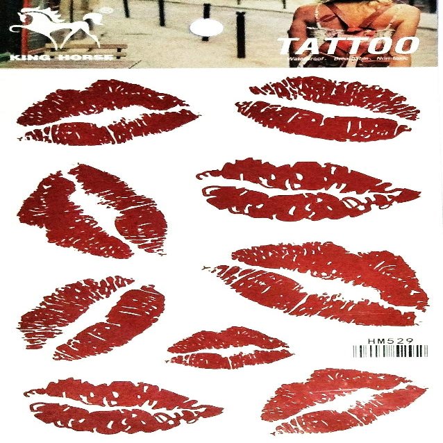 NipitShop 1 Sheet 3D Colorful Red Lips kiss Body Art Temporary Tattoos Waterproof Sticker