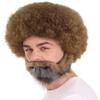 HalloweenPartyOnline Happy Painter Small Afro Wig with Full Beard and Moustache Set | Brown Celebrity Wigs HM-1048 view 2