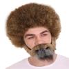 HalloweenPartyOnline Happy Painter Small Afro Wig with Full Beard and Moustache Set | Brown Celebrity Wigs HM-1048 view 3