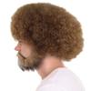 HalloweenPartyOnline Happy Painter Small Afro Wig with Full Beard and Moustache Set | Brown Celebrity Wigs HM-1048 view 4