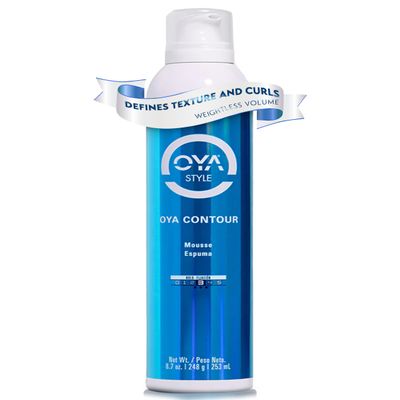 OYA CONTOUR Moisturizing Hair Mousse - Nourishing Volumizing Styling Foam for Curly & Wavy Hair - Defines Curls, Smooths Frizz, Boosts Shine & Bounce - Flexible Hold Salon Quality Styling - 253 ml