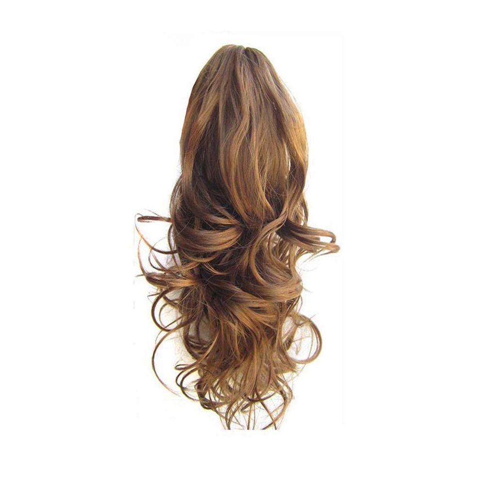 16 Inch Short Curly Claw Ponytails s High Temperature Fiber Synthetic Clip-In Pony Tail Hairpiece Blonde Brown #12 16 Inches