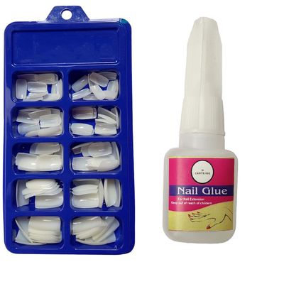 CartKing Artificial Reusable Nails Set With Glue(Small), Extreme Upper Arch For a Dramatic Look, Empress Curve, Perfect For Nails Extension -100 Nails