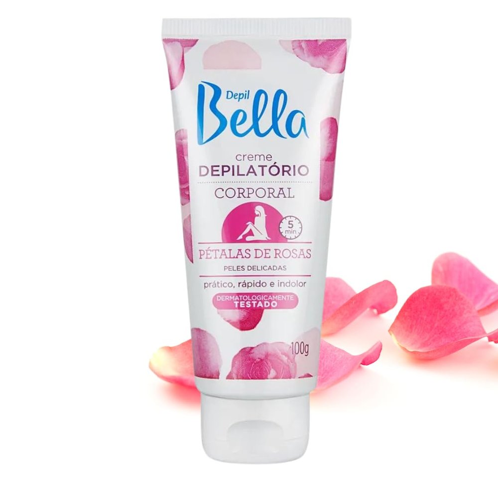 Depil Bella Rose Petals Body Hair Removal Cream  With Argan Oil and Shea Butter, Quick and Gentle Formula for Delicate Skin, 100g