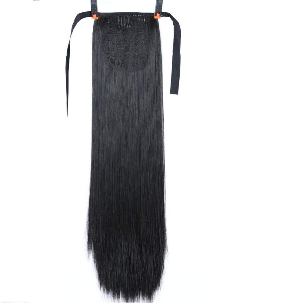 10 Colors 22 Inch Long Straight Drawstring Ponytail Black/Blond Heat Resistance Hairpiece Clip In Hair For Woman 2 26inches