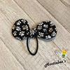 Black and White Paw Print Knot Ponytail Hair Bow Tie view 2