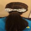 Black and White Paw Print Knot Ponytail Hair Bow Tie view 3