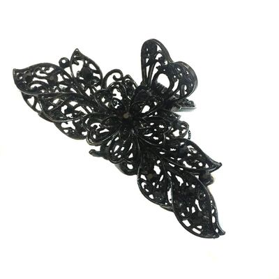 Numblartd Vintage Chic Black Metal Alloy Rhinestone Fancy Hair Claw Jaw Clips Pins - Women Fashion Retro Hair Catch Hair Updo Grip for Thick Hair