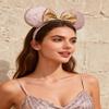 A Miaow Sequin Black Mouse Ears Headband MM Glitter Hair Clasp Adults Women Butterfly Hair Hoop Birthday Party Holiday Park Photo Supply (Champagne and Golden) view 4