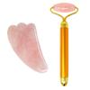 fengshuisale Beauty Bar 24K Rose/Golden Facial Massager, Natural Rose Quartz Stone Roller & Gua Sha Facial Massager Tool Body Face Massage Relaxation W3916 (Gold) view 1