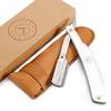 Best Shavette Straight Razor - Replaceable Blade Straight Razor, Metal Handle Shavette, No Stropping or Honing, Great For Beginners, Starter Blade, Hygienic, Close Shave, Leather Case (Silver) view 1