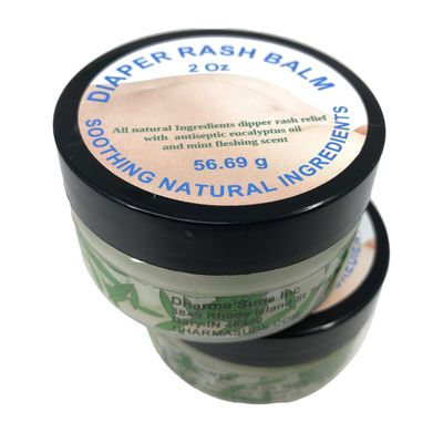 2 PIECES BUNDLE Diaper Rash balm soothing all natural ingredients handmade 2 oz sealed container peppermint and eucalyptus one piece