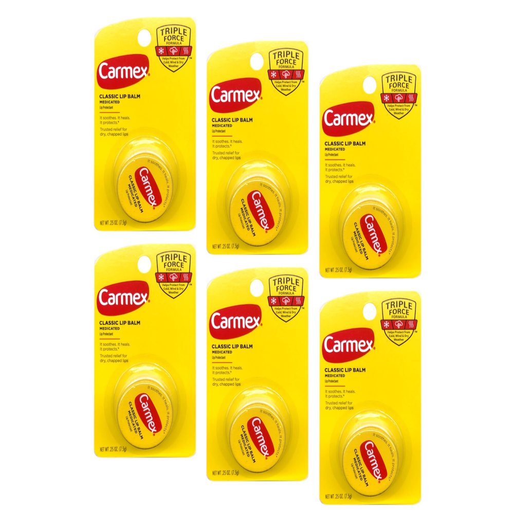 Carmex Classic Lip Balm Medicated 0.25 oz (Pack of 6)