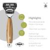 MHLE VIVO Olive Wood 3-Piece Black Fibre 5-Blade Razor Shaving Set view 2