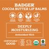 Badger Creamy Cocoa Cocoa Butter Lip Balm, Long Lasting Hydrating Lip Moisturizer, Fair Trade, Large Size Stick, 100% Organic Lip Care, 4-pack view 3