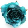 4 1/2 inch Shiny Teal Blue Poly Silk Rose Flower Brooch Pin with Locking Bale view 1