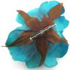 4 1/2 inch Shiny Teal Blue Poly Silk Rose Flower Brooch Pin with Locking Bale view 3