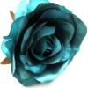 4 1/2 inch Shiny Teal Blue Poly Silk Rose Flower Brooch Pin with Locking Bale view 4
