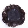 LXUE 5.5" Real Human Hair topper for Short Hair Clip in Wavy Hairpieces for Women with Thinning Hair, Dark Brown view 2
