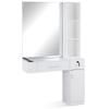 BarberPub Wall Mount Salon Station with 3 Hair Dryer Holders Hair Styling Station with Mirror Beauty Salon Spa Equipment Set 3026 (White) view 1