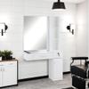 BarberPub Wall Mount Salon Station with 3 Hair Dryer Holders Hair Styling Station with Mirror Beauty Salon Spa Equipment Set 3026 (White) view 2