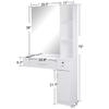 BarberPub Wall Mount Salon Station with 3 Hair Dryer Holders Hair Styling Station with Mirror Beauty Salon Spa Equipment Set 3026 (White) view 3
